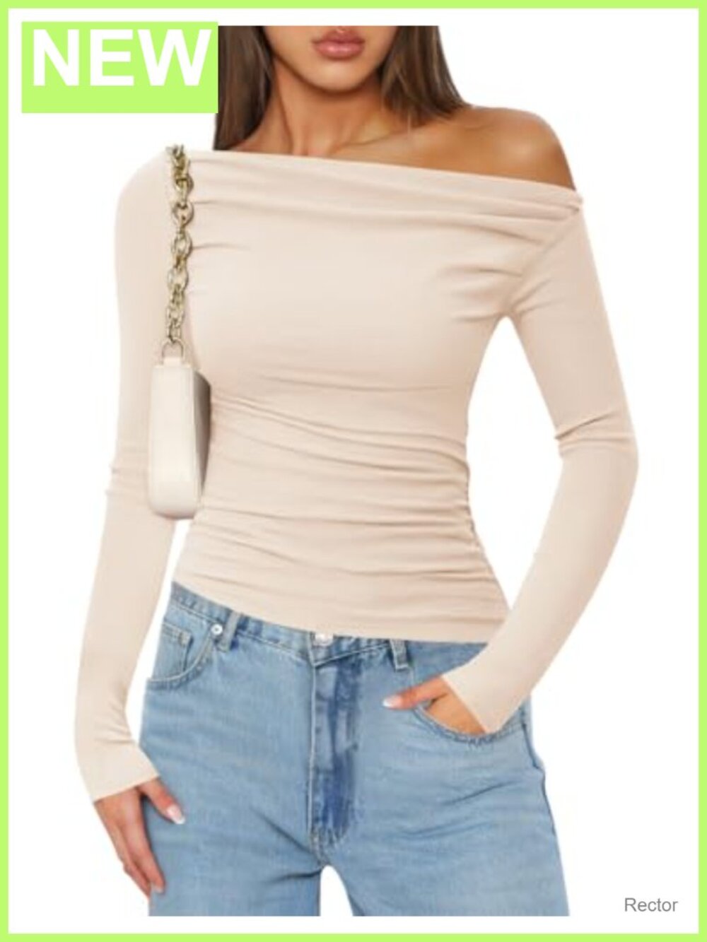 ZESICA Off Shoulder Ruched Blouse Long Sleeve Slim Fit